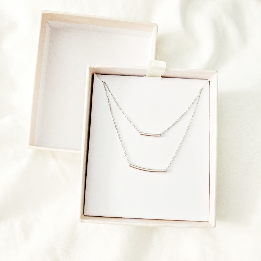 Summer & Rose | Silver Double Bar Necklace